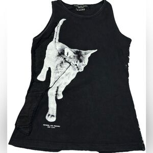 Isabel de Pedro MR CAT Vintage Tank Top Basque Text Linen Avant Art Top XS